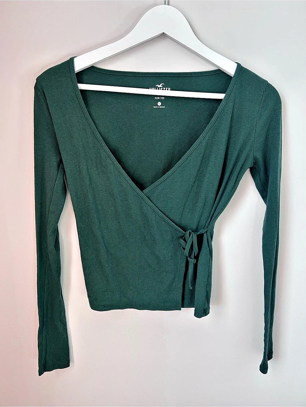 Hollister Wrap Long Sleeve Top Green XS